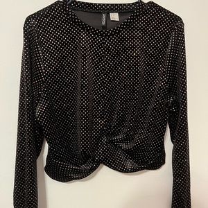 Sparkly long sleeve crop top